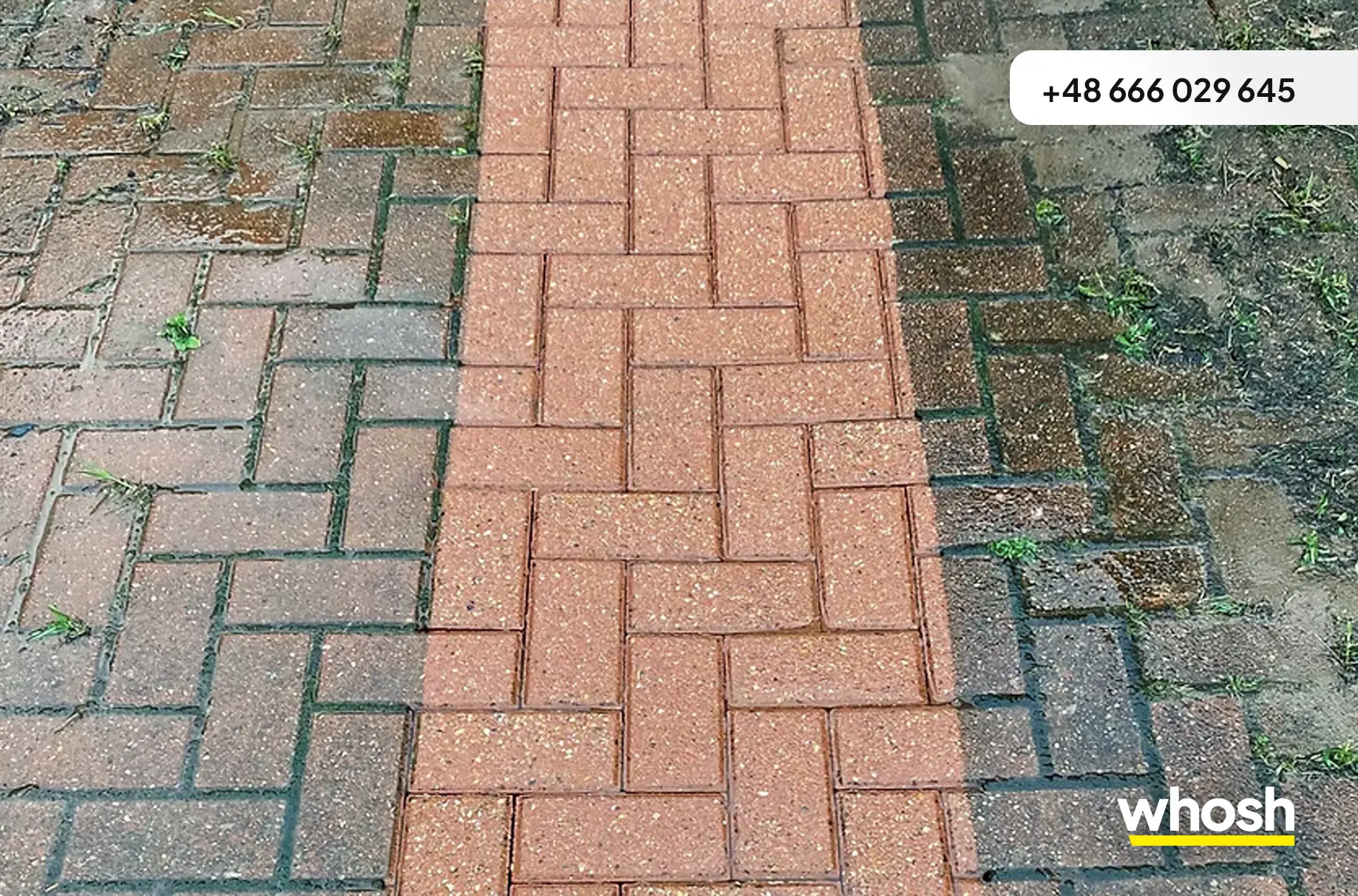 czyszczenie kostki brukowej Warszawa podjazd przed i po